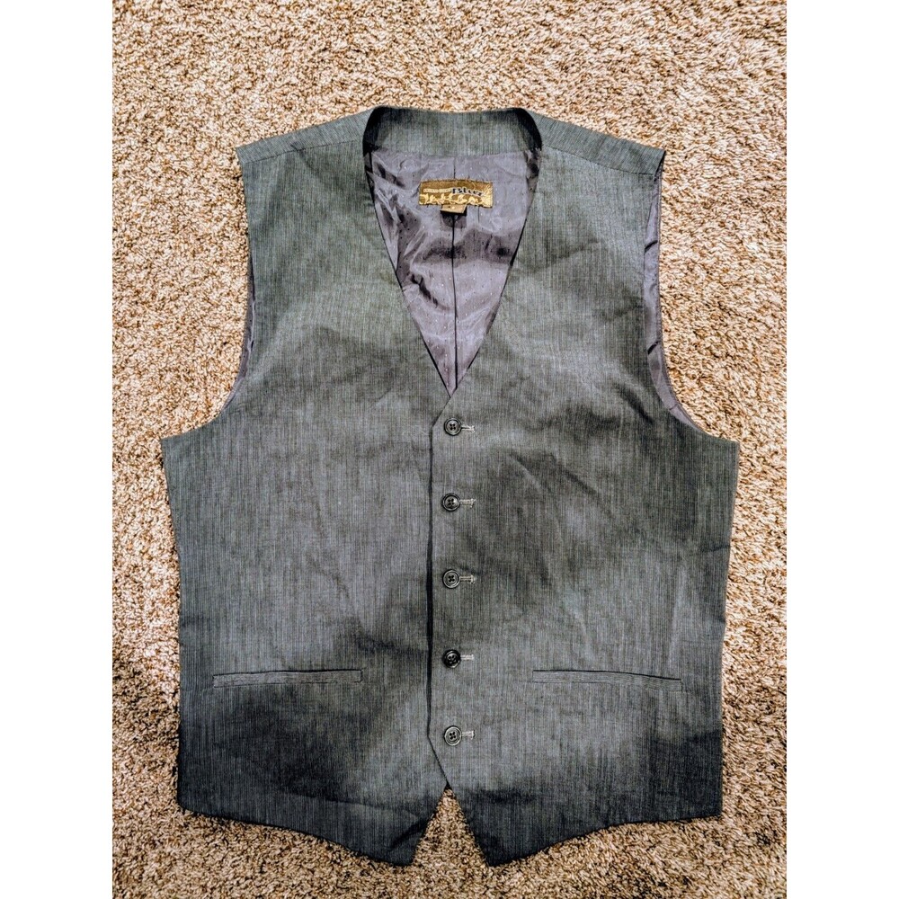 Pronto Uomo Blue Mens S Fine Striped 5-Button Vest Waistcoat 100% Cotton 1063